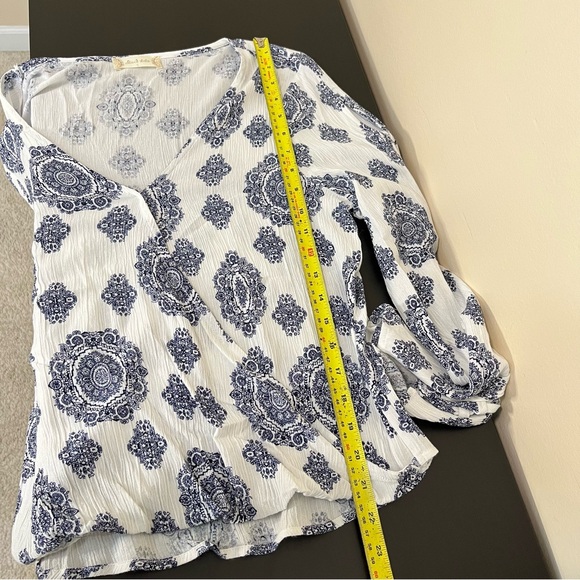 Altar’d State Surplice / Faux Wrap Front Lattice Long Sleeve Blouse - Picture 14 of 15